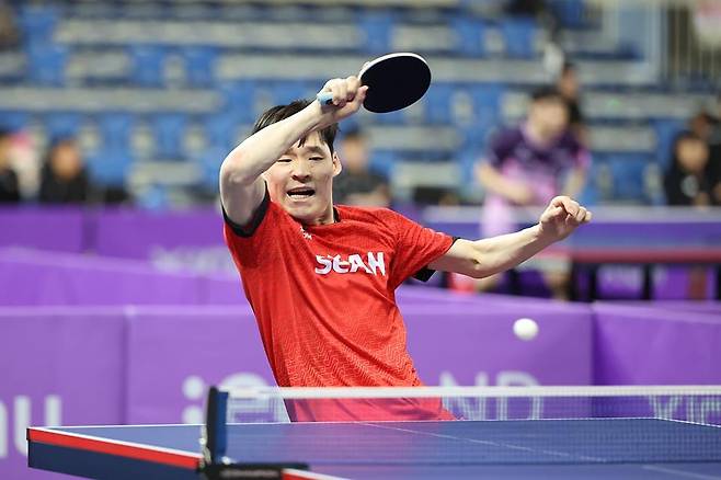 프로탁구리그 시리즈1 남자 단식에 나선 장우진 [한국프로탁구연맹 제공. 재판매 및 DB 금지]