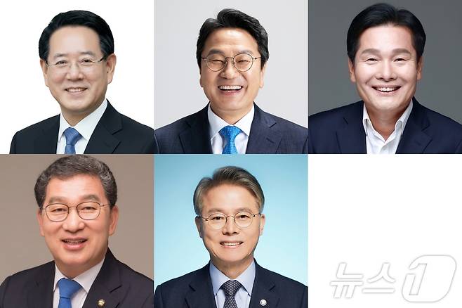 전남광주특별시장 민주당 경선 본선 진출자들. 김영록, 강기정, 주철현, 신정훈, 민형배.(후보측 제공. 재배포 및 DB 금지)