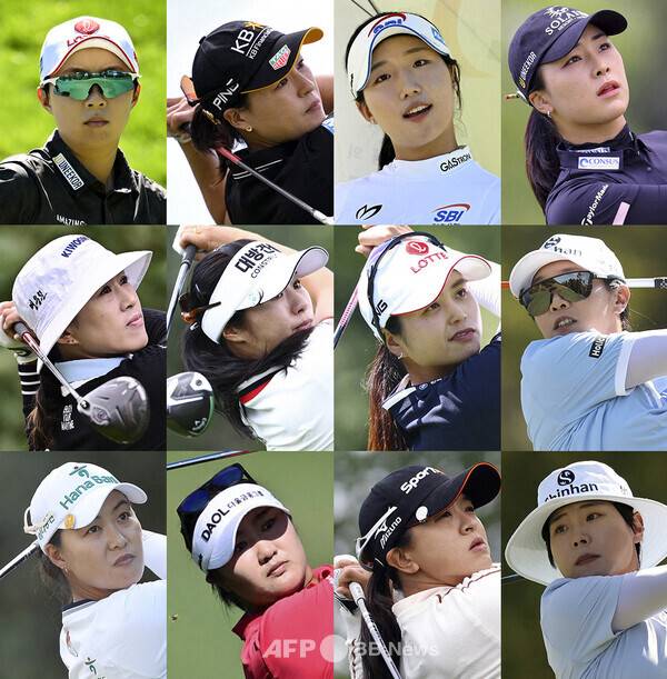 지노 티띠꾼, 넬리 코다, 리디아 고 등과 함께 2026년 미국여자프로골프(LPGA) 투어 포티넷 파운더스컵에 출전한 김효주, 전인지, 이동은, 윤이나, 양희영, 이정은6, 최혜진, 임진희, 이민지, 유해란, 김세영, 이소미 프로. 사진제공=ⓒAFPBBNews = News1 (사진을 무단으로 사용하지 마십시오.)