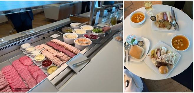 에어프랑스 라운지에서 제공하는 음식. /사진= 강예신 기자