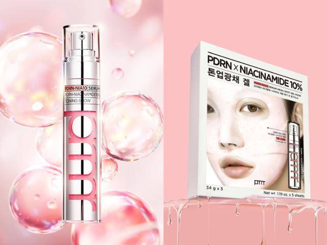 아모레퍼시픽의 고효능·저자극 믹솔로지 브랜드 프리메라가 올해 1월 출시한 나이아10 토닝 글로우 세럼(왼쪽)과 나이아 10 세럼 메가 샷 겔마스크. 초저분자 PDRN 성분과 고함량 나이아신아마이드 10%를 조합해 PDRN 단독 사용 시보다 24% 더 강력한 톤업과 광채를 구현할 수 있다는 설명이다. 아모레퍼시픽 제공