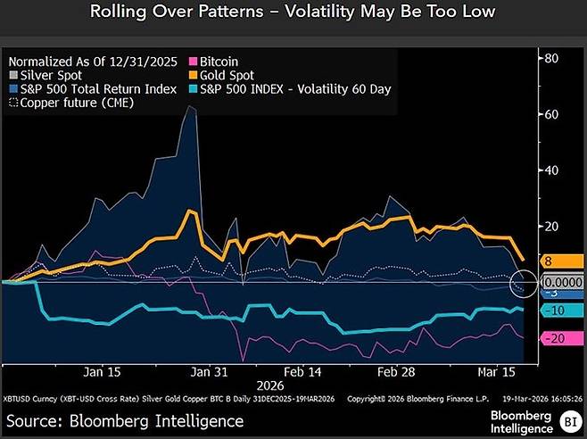 마이크 맥글론 블룸버그 인텔리전스 수석 상품 전략가가 금·주식·코인 등 주요 자산들의 하락 가능성을 경고했다. [X 캡처]