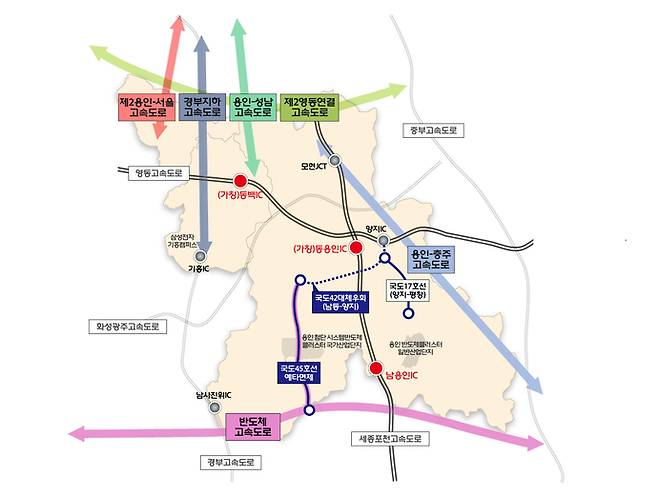 민선8기 용인특례시 도로망 확충사업 현황도. 사진=용인특례시청