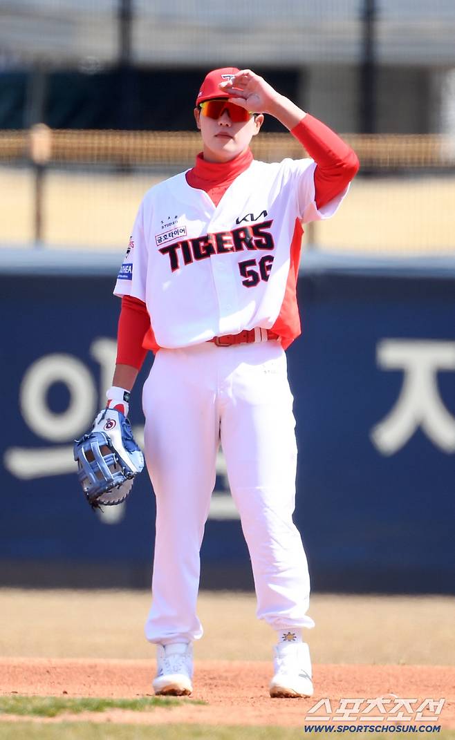 13일 광주 기아챔피언스필드에서 열린 KIA 타이거즈와 SSG 랜더스의 시범경기. KIA 오선우가 수비를 하고 있다. 광주=박재만 기자 pjm@sportschosun.com/2026.03.13/