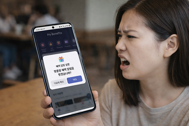 생성형 인공지능(AI)을 활용해 제작한 다크패턴의 한 유형 '반복간섭' 관련 이미지