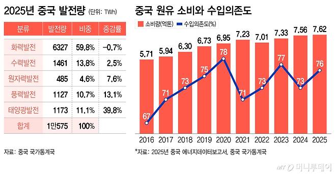 중국 원유 소비와 수입의존도/그래픽=이지혜