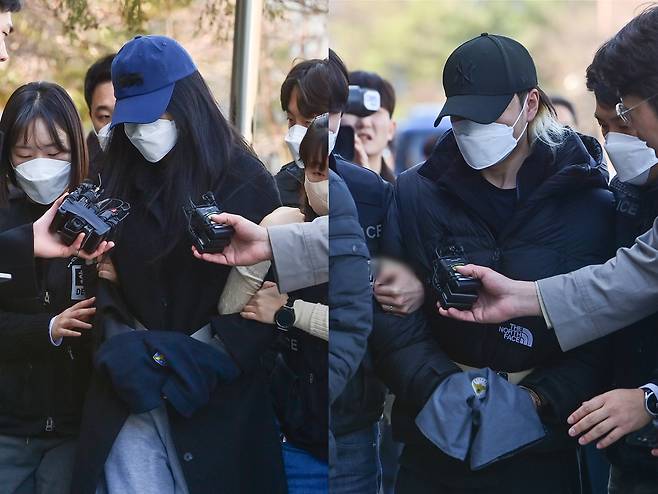 세 살배기 딸을 학대해 숨지게 한 30대 여성 A(왼쪽)씨와 시신을 야산에 유기한 혐의를 받고 있는 30대 남성 B씨가 지난 19일 경기 안산시 단원구 수원지방법원 안산지원에서 열린 구속 전 피의자 심문(영장실질심사)에 출석하고 있다. 안산=뉴스1