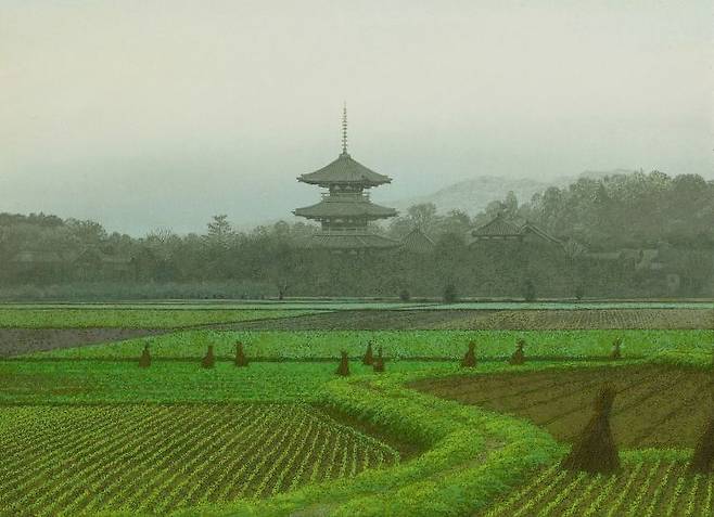 Kazuyuki Futagawa_Hokkiji Distant View_33.3 × 45.5cm_Mineral pigment on paper_2021. 사진 화이트스톤 갤러리
