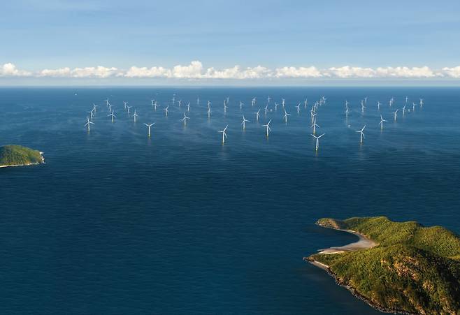 전남 영광군 낙월면 해역에 조성 중인 낙월해상풍력 조감도. / 낙월블루하트 제공