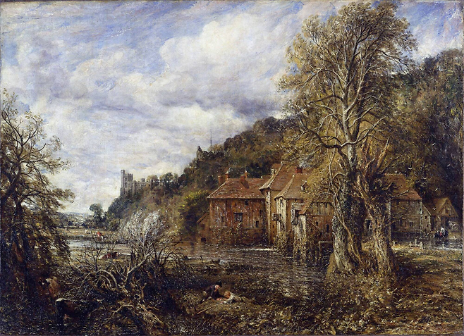 영국 풍경화의 거장으로 꼽히는 존 컨스터블의 말년작 ‘어런들 방앗간과 성’(1837년). 21일 서울 여의도 더현대 서울 ALT.1 미술관에서 개막해 7월 4일까지 열리는 ‘렘브란트에서 고야까지: 톨레도 미술관 명작전’에서 볼 수 있다. 톨레도 미술관 제공