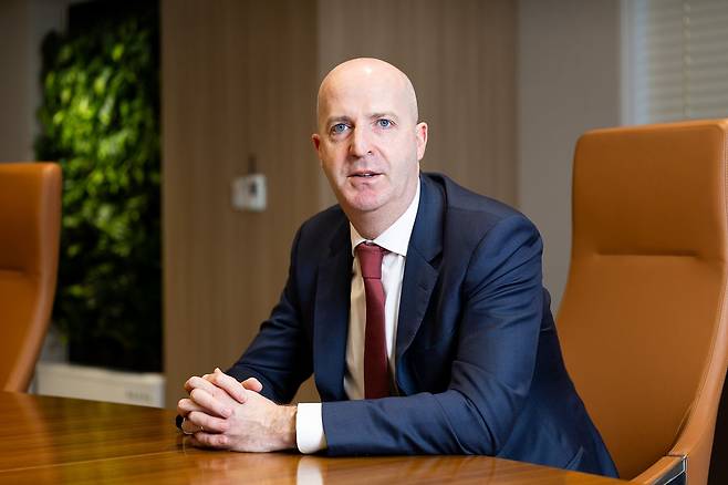 댄 왓킨스 JP모건자산운용 아시아태평양 CEO가 17일 서울 여의도 한국투자증권 본사에서 중앙일보 취재진과 만났다. 일부 내용은 서면 인터뷰로 보완했다. 우상조 기자