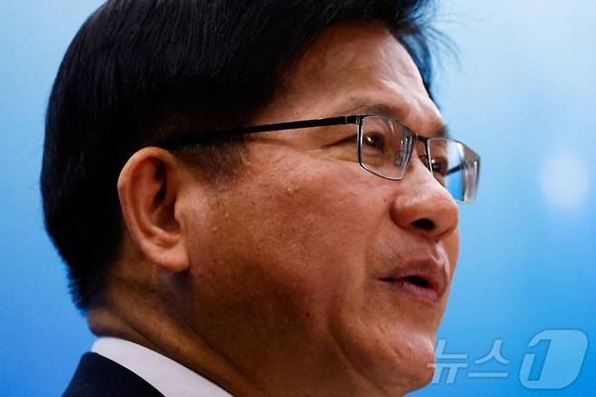 린자룽 대만 외교부장(장관)이 19일 타이베이 외교부 청사에서 기자회견을 열고 질문에 답하고 있다. 2024.7.19 ⓒ 로이터=뉴스1