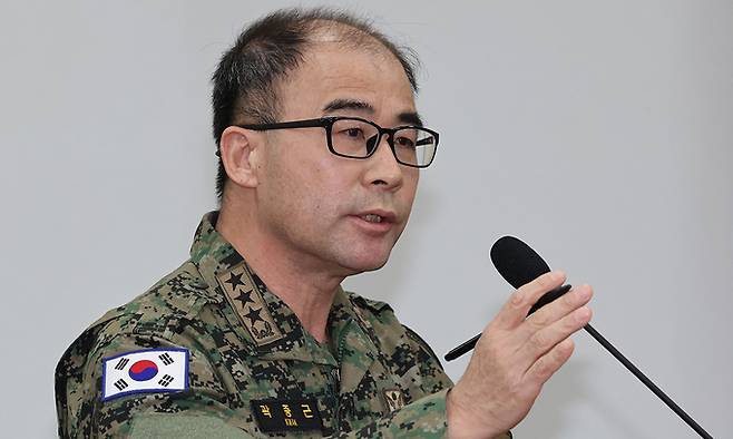 곽종근 전 육군 특수전사령관이 국회에서 답변을 하고 있는 모습. 뉴시스