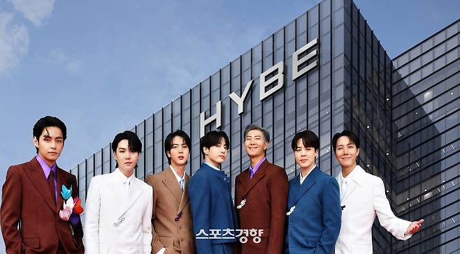 그룹 방탄소년단과 소속사 하이브 사옥. 경향신문 자료사진