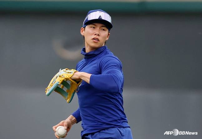 수비 훈련을 하고 있는 김혜성. /AFPBBNews=뉴스1