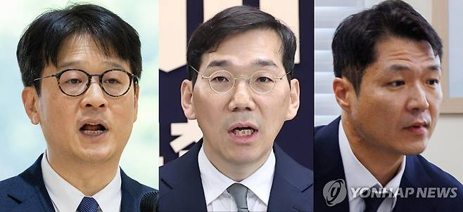 이창수 서울중앙지검장, 조상원 서울중앙지검 4차장, 최재훈 서울중앙지검 반부패 수사2부장 [촬영 윤동진 황광모]