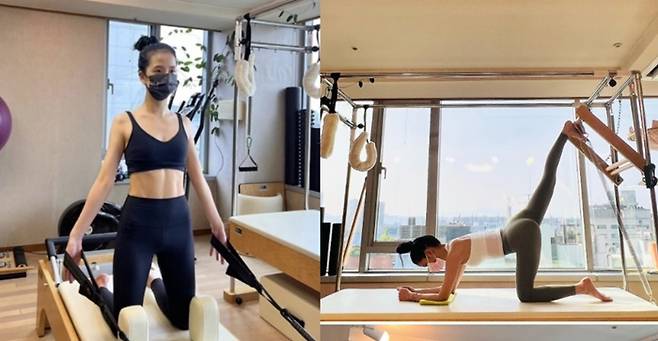 지수는 바쁜 스케줄 속에도 주 3~4회 필라테스를 해오고 있다. 사진=지수 SNS