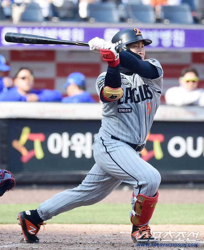 13일 대전 한화생명볼파크에서 열린 KBO리그 시범경기 한화와 삼성의 경기. 타격하고 있는 한화 손아섭. 대전=송정헌 기자songs@sportschosun.com/2026.03.13/