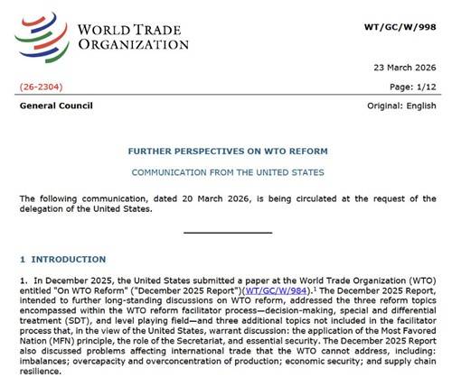 미 USTR의 WTO 개혁 촉구 보고서 [홈페이지 캡처. 재판매 및 DB 금지]