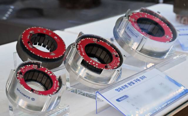 삼현의 기술력이 집약된 로봇 관절 구동 모터. 삼현은 휴머노이드 부품 시장 선점을 위해 역량을 집중하고 있다./전강용 기자/
