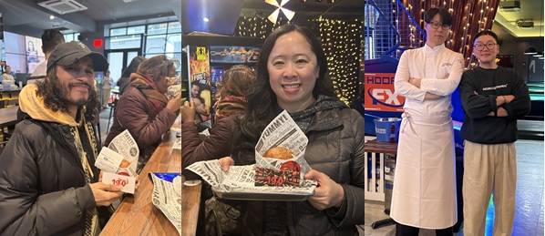 첫 번째 방문객 렌조, 브루클린에서 온 크리스티나, 최현석 셰프와 최성규 대표(왼쪽부터)