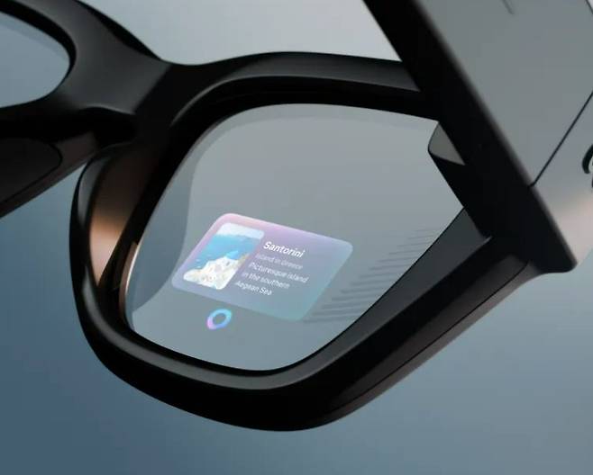 스마트안경에 사진과 글자 등이 떠 있는 모습.
사진 출처 메타 홈페이지