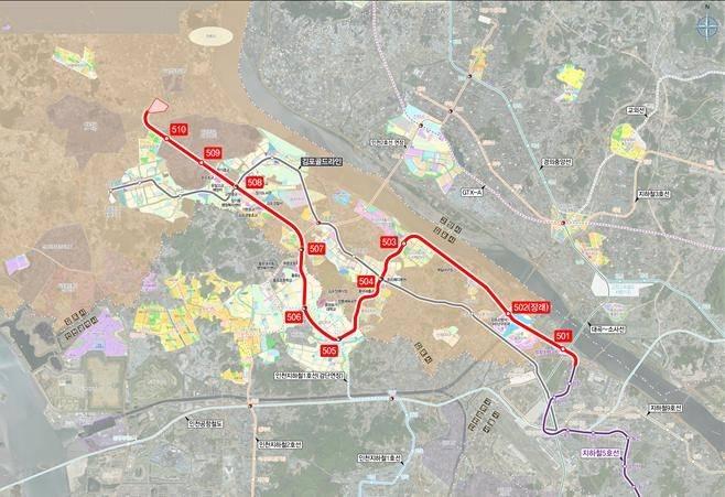 서울 5호선 검단·김포 연장 노선도. 출처 : 인천시
