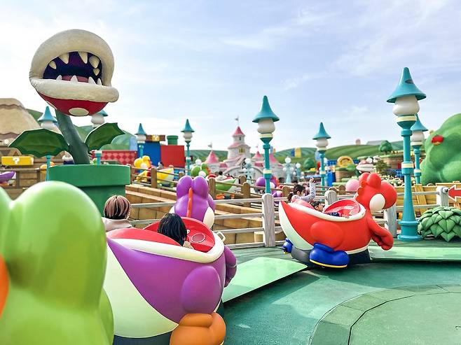 슈퍼 닌텐도 월드의 어트랙션 '요시의 어드밴처' [사진/권혁창 기자]