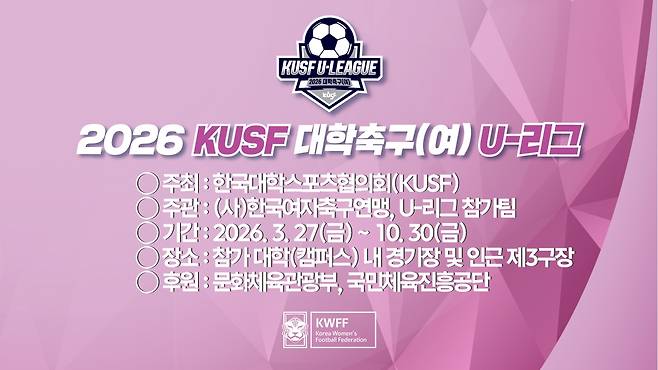 2026 여자 대학축구 U-리그 출범 알림 이미지. [한국여자축구연맹 제공. 재판매 및 DB 금지]
