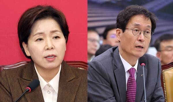 국민의힘 양향자 최고위원(왼쪽)과 함진규 전 한국도로공사 사장./연합뉴스