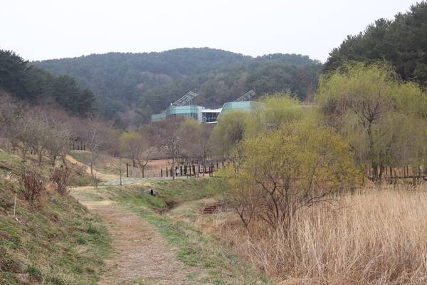 연둣빛 봄이 오고 있는 통영RCE센터와 세자트라숲. 자연생태공원으로 아이들과 함께 둘러보기에도 좋다./ 이서후 기자