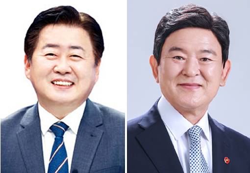 오영훈 제주도지사와 김광수 제주도교육감.