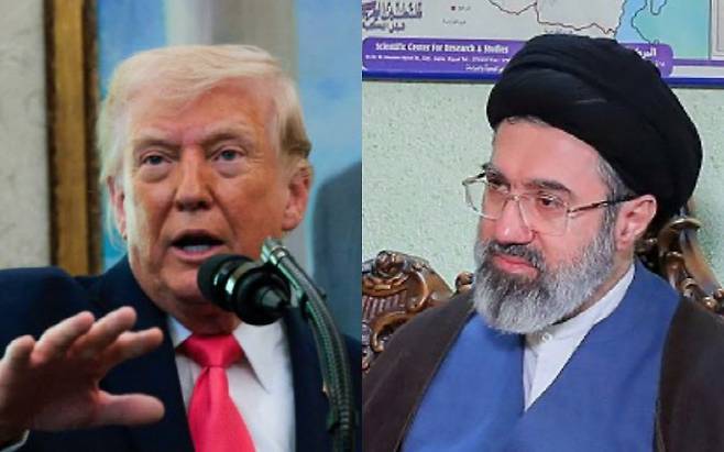 도널드 트럼프 미국 대통령(왼쪽)과 아야톨라 모즈타바 하메네이 이란 최고지도자.(사진=AFP)