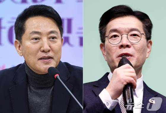 오세훈 서울시장과 정원오 전 성동구청장 ⓒ 뉴스1 양혜림 디자이너