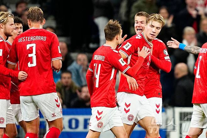 덴마크 축구대표팀 공격수 라스무스 호일룬. ⓒ AFP=뉴스1