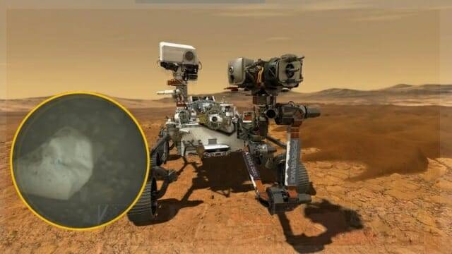 NASA 퍼서비어런스 로버가 ‘커피 코브(삽입 사진)’라는 이름의 암석에서 루비와 유사한 결정체를 발견했다. (이미지=NASA/JPL-Caltech/LANL/CNES/IRAP)