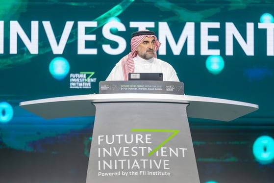 지난 2023년 사우디아라비아 리야드에서 열린 제7차 미래투자이니셔티브(FII7) 포럼 개막식에서 야시르 알-루마얀 공공투자펀드(PIF) 총재가 연설하고 있다. 신화연합뉴스