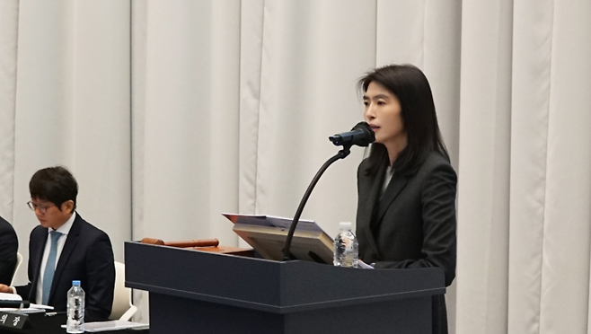 정신아 카카오 대표이사가 26일  제주도 제주시 스페이스닷원에서 열린 제31기 정기 주주총회에 참석했다. [카카오]