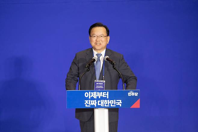 2025년 4월30일 김부겸 총괄선대위원장이 더불어민주당 제21대 대통령선거 '진짜 대한민국' 중앙선거대책위원회 출범식에서 발언하고 있다. ⓒ시사IN 박미소