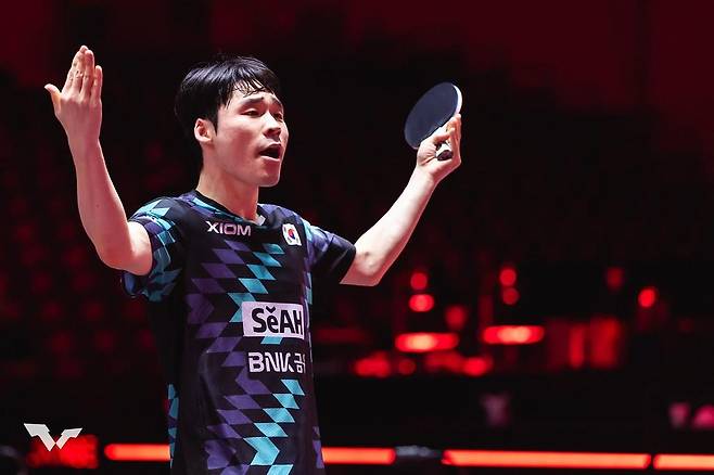 WTT 싱가포르 스매시에 출전한 장우진  [WTT 인스타그램 캡처. 재판매 및 DB 금지]