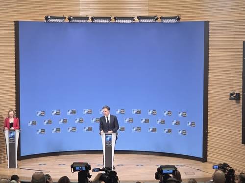 뤼터 나토 사무총장 (브뤼셀=연합뉴스) 현윤경 특파원 = 마르크 뤼터 나토 사무총장이 26일 브뤼셀 나토 본부에서 '2025 연례 보고서'를 공개하는 기자회견을 하고 있다. 2026.3.26 ykhyun14@yna.co.kr