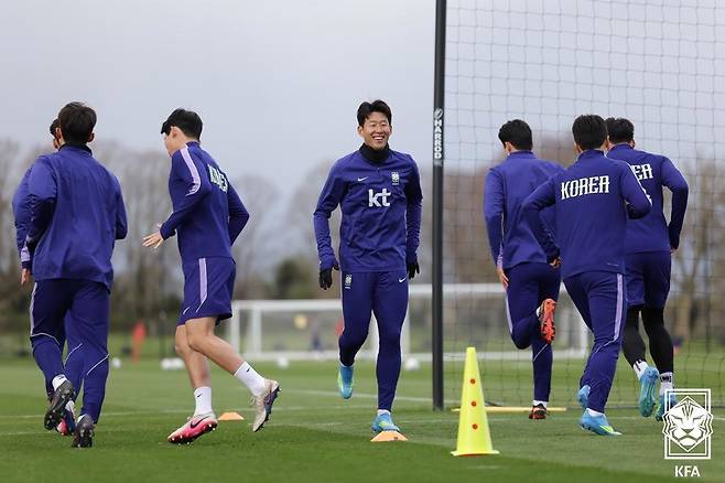 코트디부아르전을 앞두고 대표팀에서 훈련 중인 손흥민. (대한축구협회 제공)