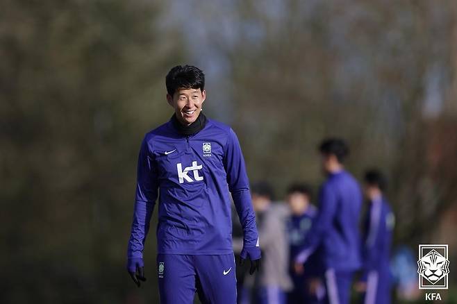 코트디부아르전 대비 훈련 중인 손흥민(대한축구협회 제공)