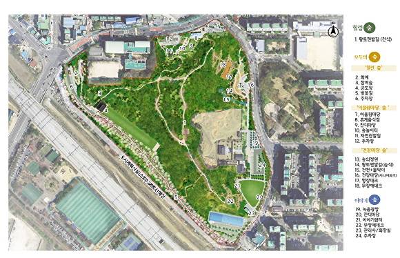 토당근린공원을 힐링숲·모두의숲·이야기숲 등 3가지 테마로 구성한 도심 속 대규모 휴식 공간 조성계획도. [사진=고양시]