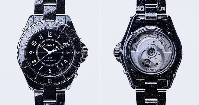 191개 부품으로 이뤄진 칼리버 12.1을 탑재한 'J12 칼리버 12.1, 38MM' 워치. 스위스 시계의 정확성을 가리는 COSC 크로노미터 인증을 받았다. 사진 샤넬 워치