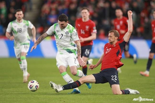 아일랜드와 체코의 북중미월드컵 유럽 플레이오프 D패스 경기 중. /AFPBBNews=뉴스1