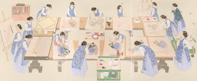 신선미_채색화 이야기_162.2x130.3cm x3ea_2026-2. 더 트리니티