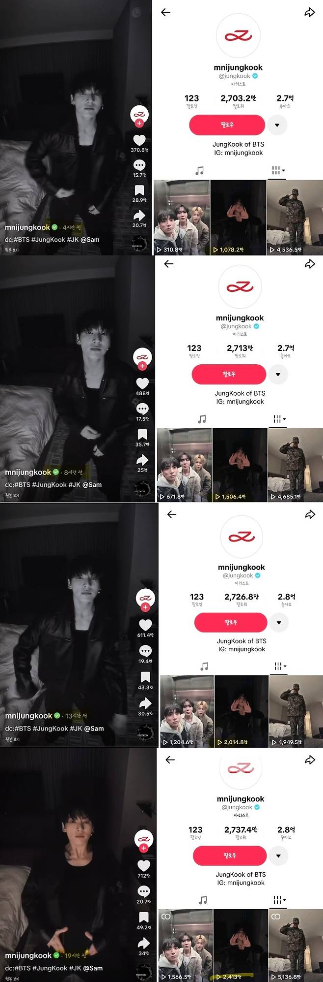 19시간만 2410만뷰↑ 방탄소년단 정국, 도파민 팡팡 파워풀 칼각 댄스 공개..'어나더 레벨'