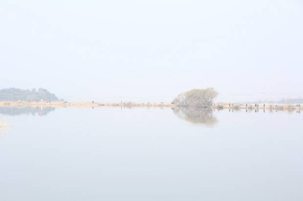 이번 대회가 열린 화창한 날씨의 경주 대재저수지 전경.