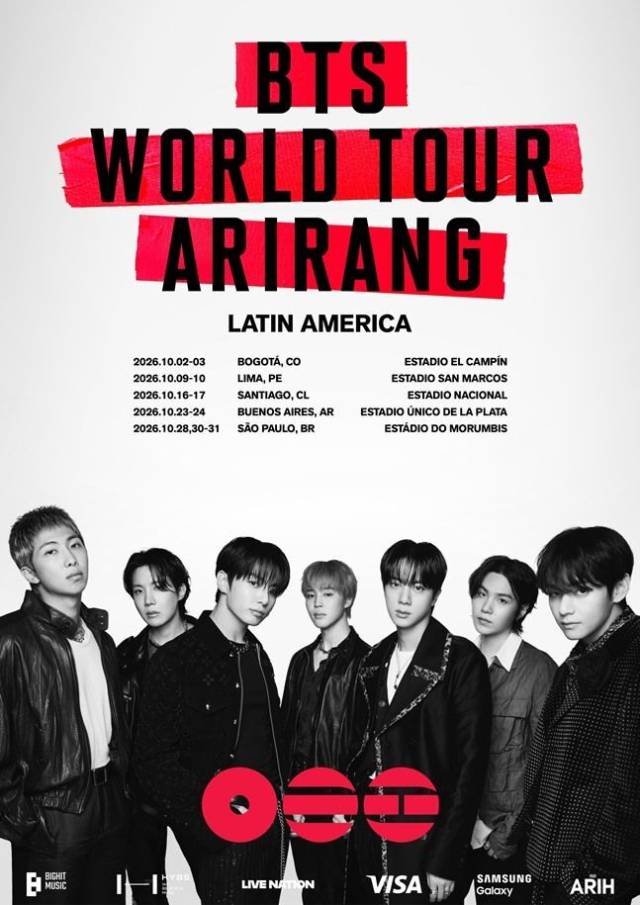 BTS '월드투어 아리랑 인 라틴 아메리카' 일정 포스터. 빅히트뮤직 제공